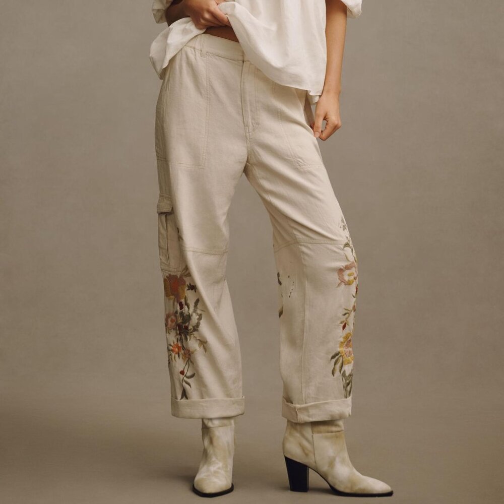 Anthropologie Pilcro Botanical Slim Linen Beach Cargo Pants NWT Size… - Picture 5 of 11